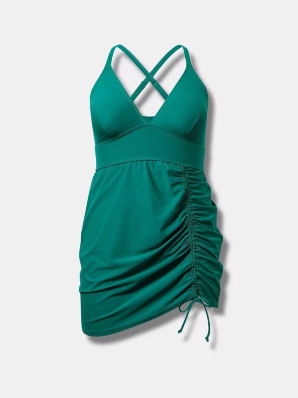 Torrid size 2 like NEW Green Ruched Swim Dress - Picture 4 of 4